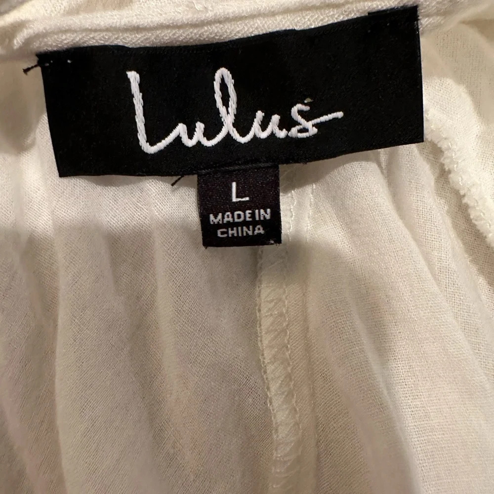 Lulus Spaghetti Strap Mini Wrap Dress V Neck Crochet Accent open back Size Large - Picture 5 of 9